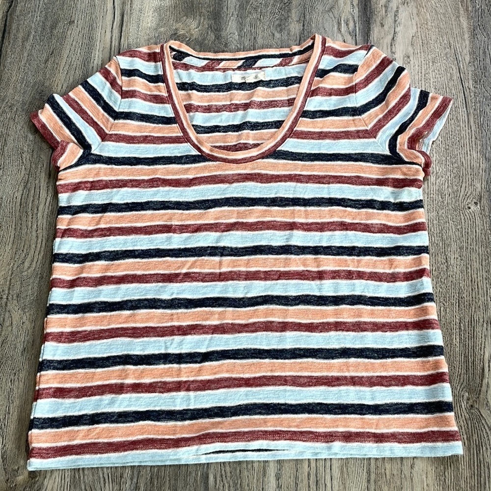 Madewell Women’s Scoop neck Striped Knit Short Sleeve Shirt, size small